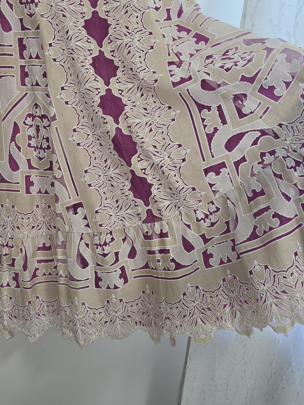 Anthro Moulinette Soeurs Pink and Cream Lace-Inset Midi Dress Versailles - Picture 9 of 13